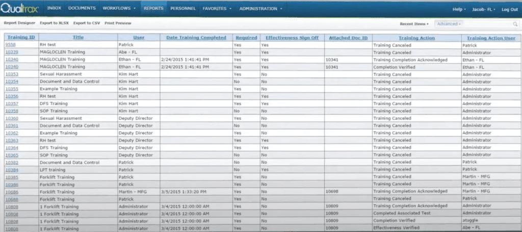 Qualtrax Demo: heavy equipment maintenance software