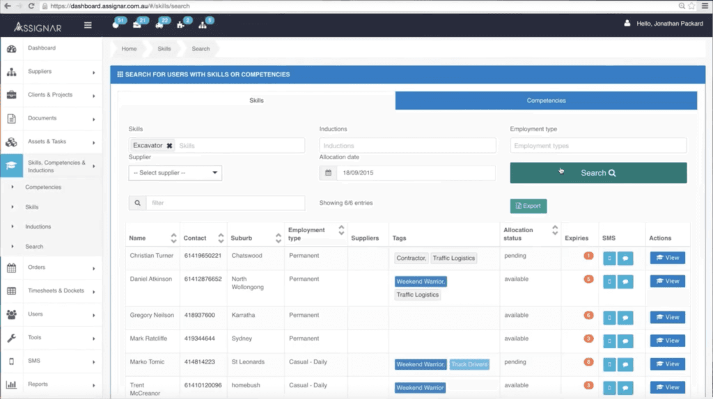 Assignar demo: equipment management software