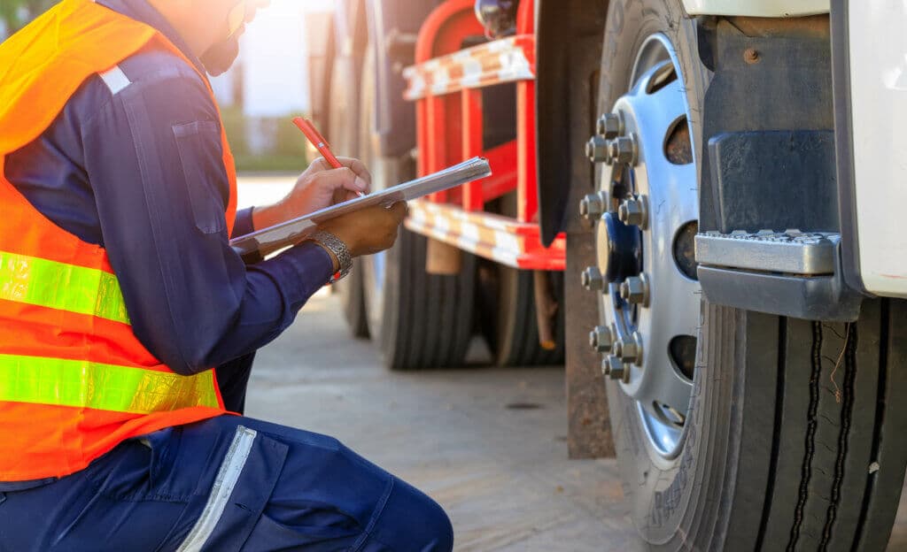 pre trip inspection with pictures: Checking wheels