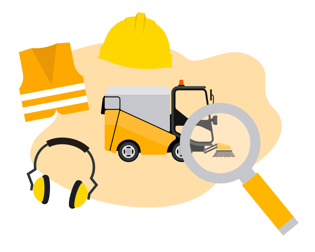 Illustration einer Lupe zur Prüfung von Equipment