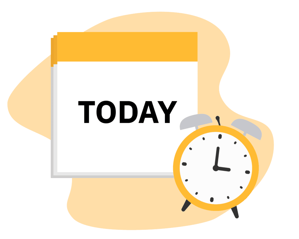 Illustration showing a calender and an alarm clock.