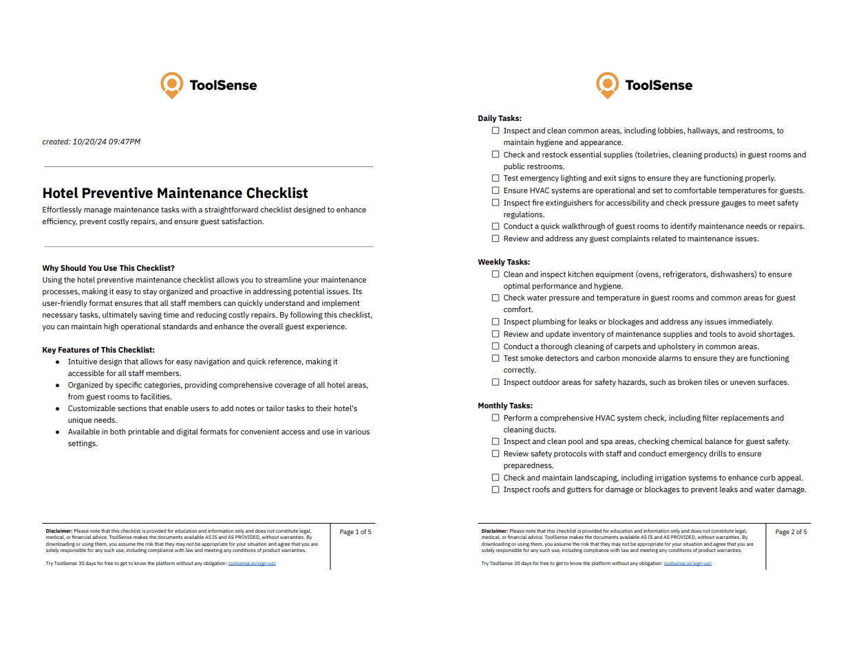 Gagnez en efficacité avec notre checklist de maintenance préventive hôtelière