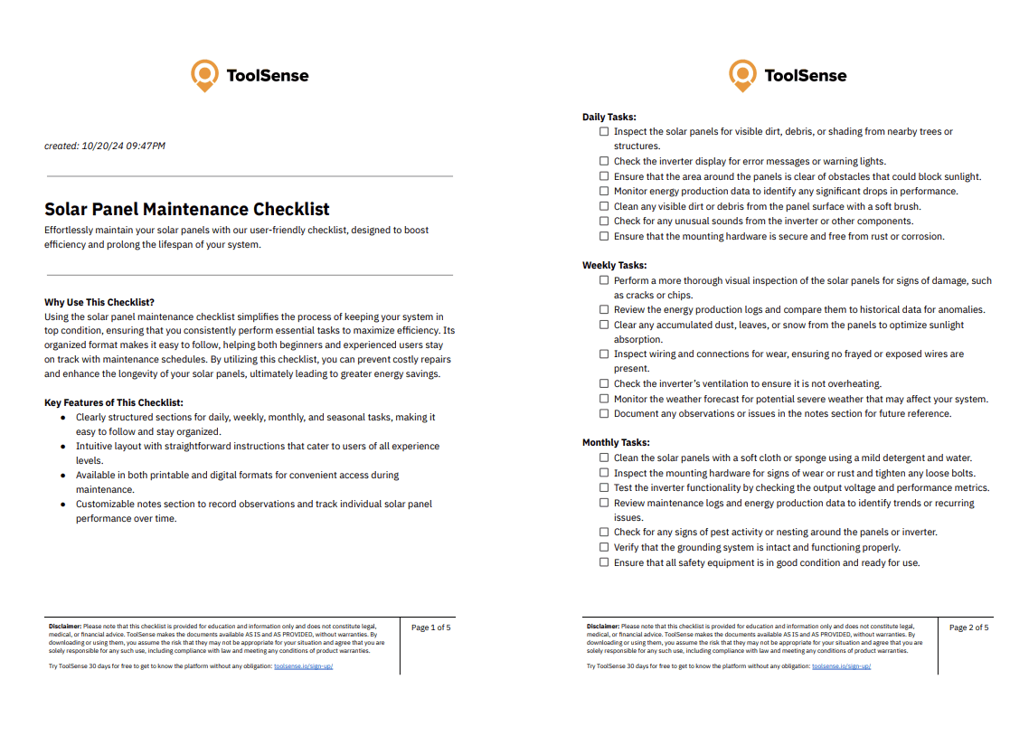 Maximize Efficiency with Our Essential Solar Panel Maintenance Checklist