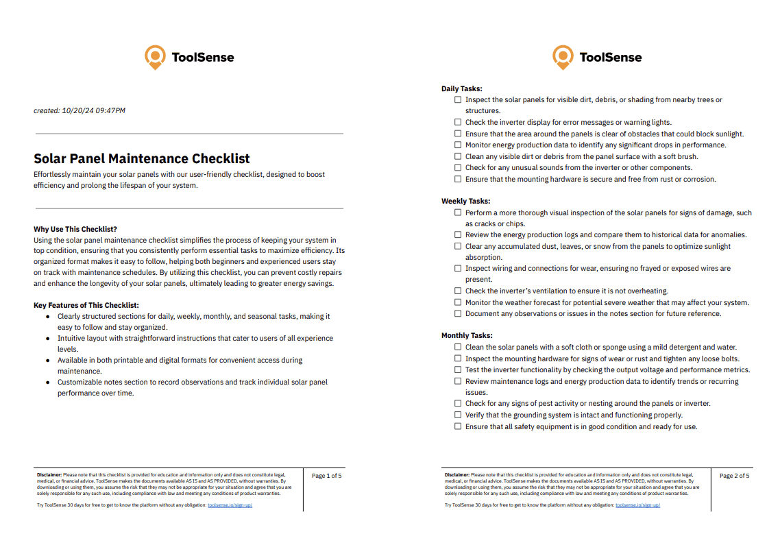 Maximize Efficiency with Our Essential Solar Panel Maintenance Checklist