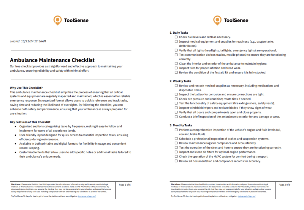 Optimize Your Operations with Our Essential Ambulance Maintenance Checklist