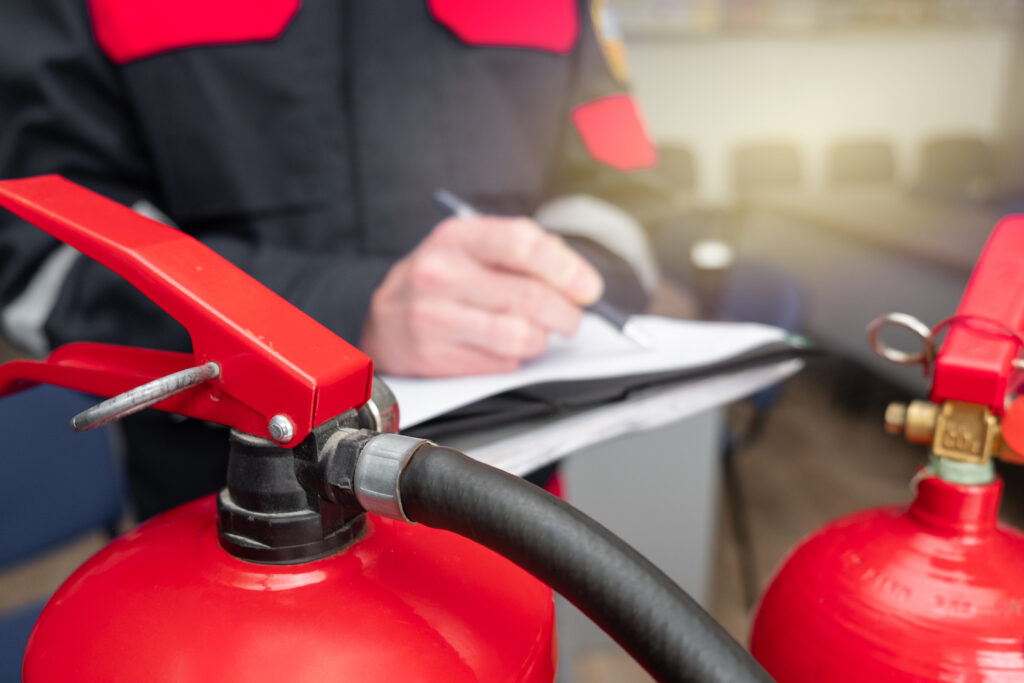 Fire extinguisher clearance inspection