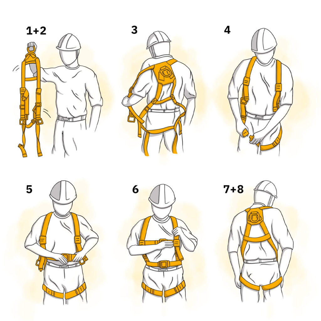 how to wear a safety harness graphic instruction