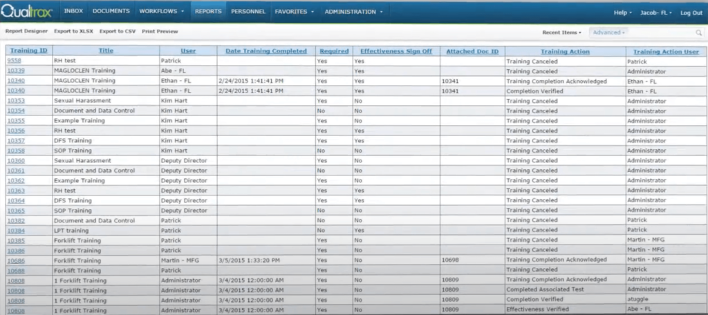 Qualtrax Demo: heavy equipment maintenance software