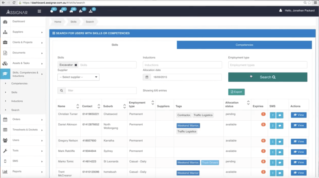 Assignar demo: equipment management software