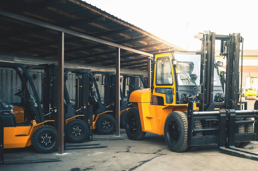 Forklift Checks - A fleet of yellow forklift trucks