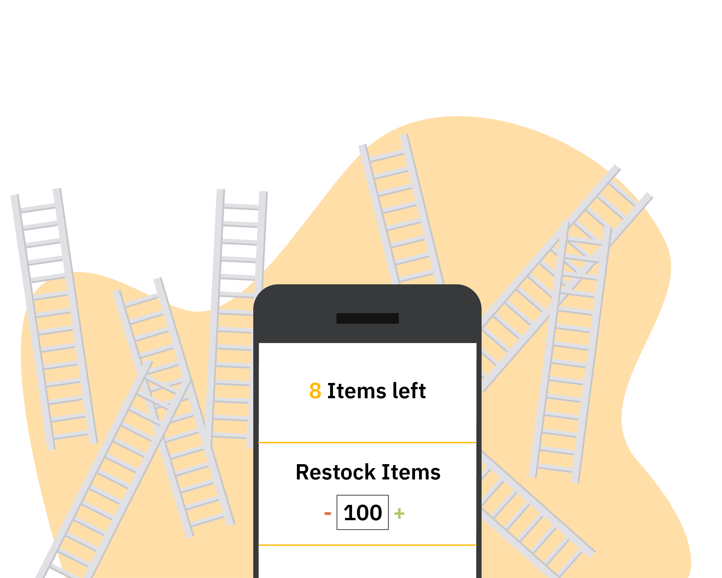 A smartphone showing how you can easily manage your inventory.
