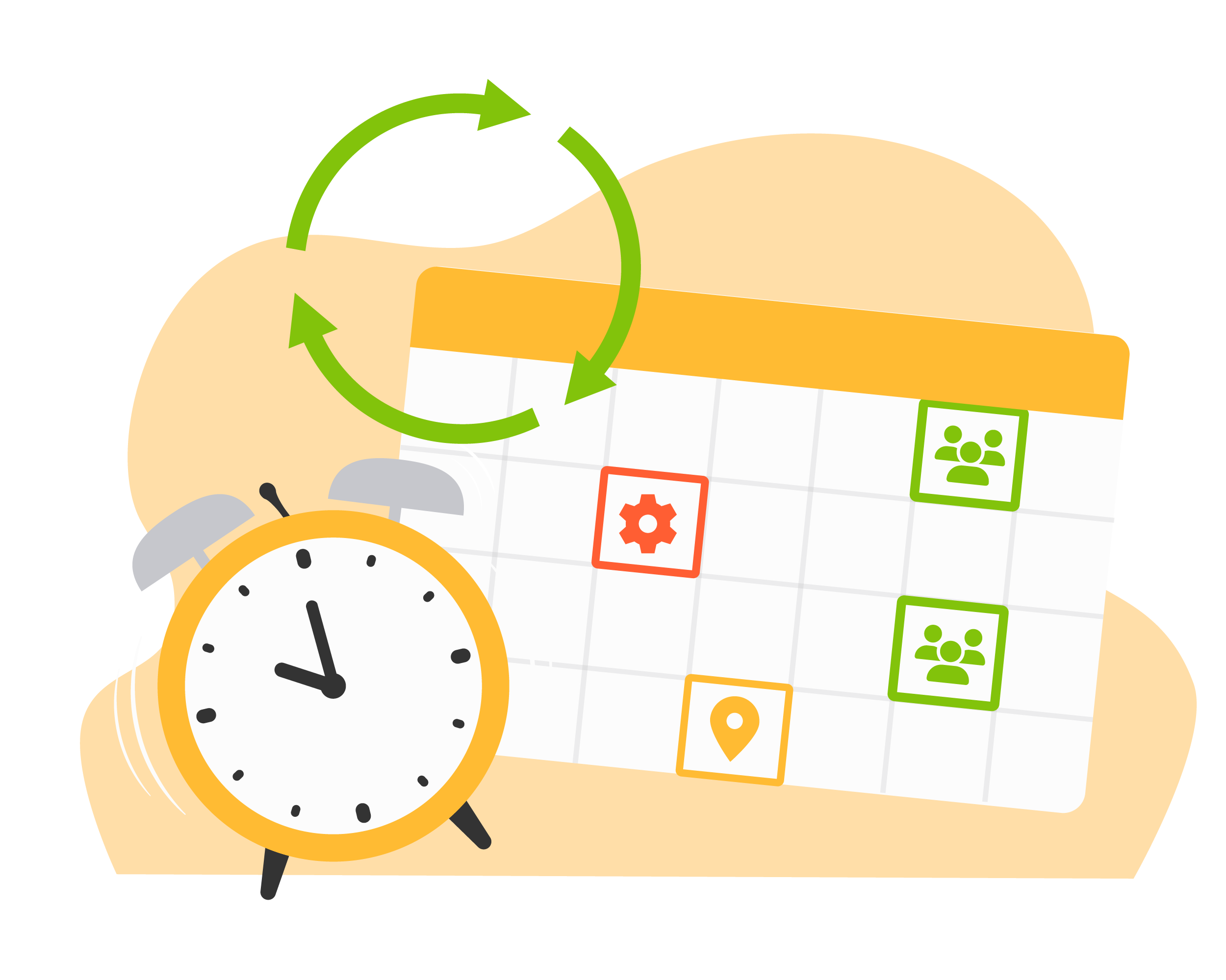 Illustration showing a calender with different appointments.
