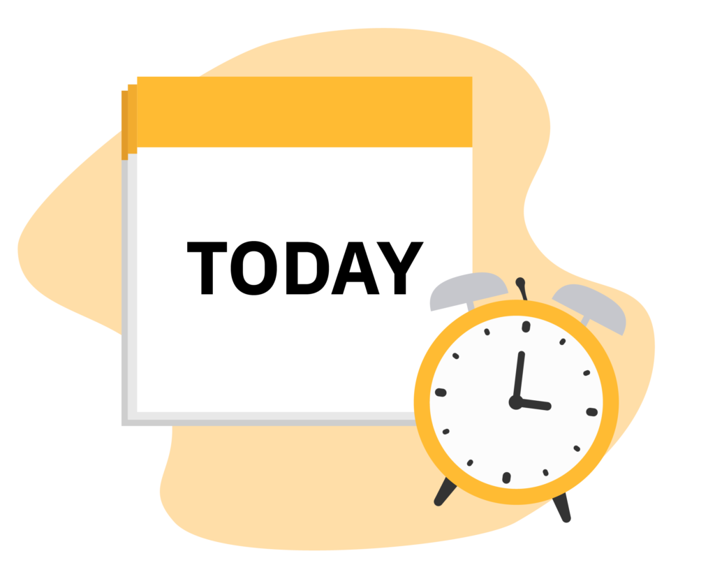 Illustration showing a calender and an alarm clock.