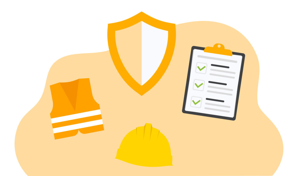 Checklist and Safety gear for construction.