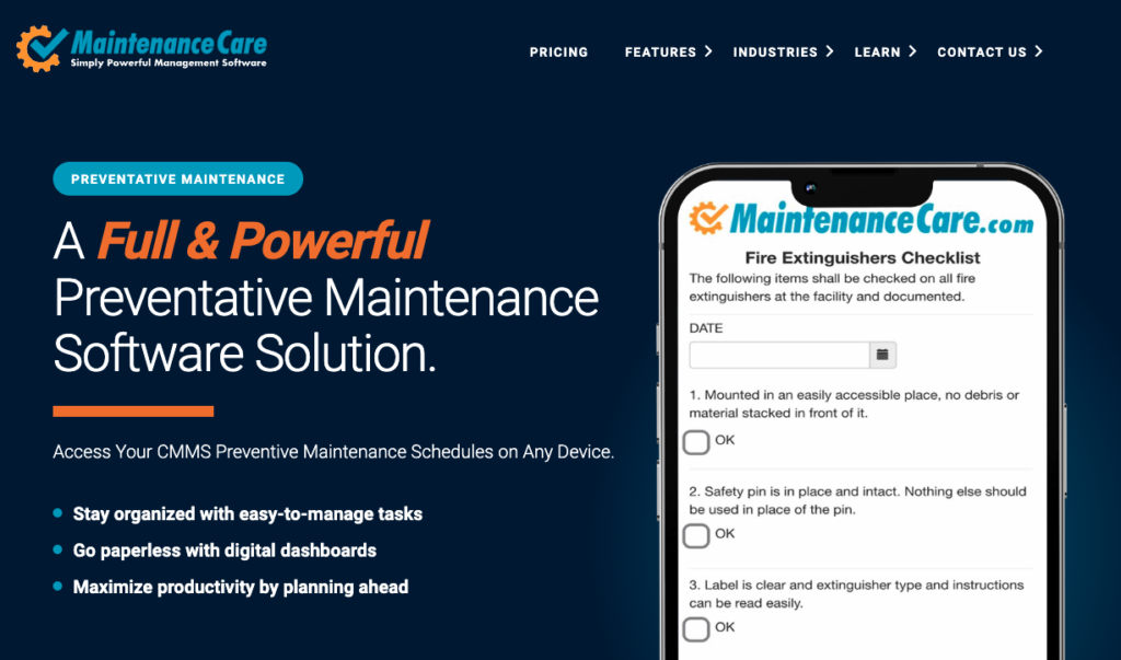 Maintenance Care Preventive Maintenance Software