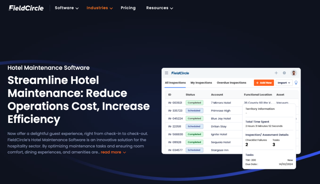 Field Circle Hotel Maintenance Software