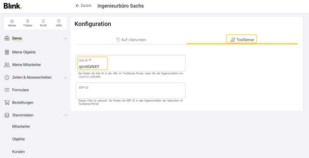 Blink Maschinenmanagement mit ToolSense | Variante 1