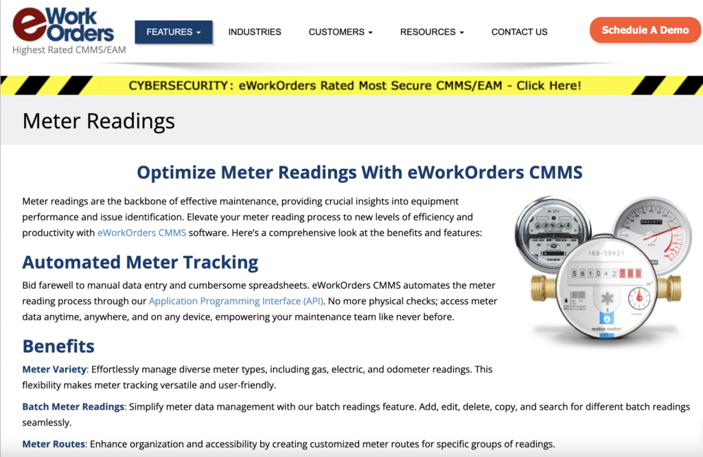 eWorkOrders meter readings