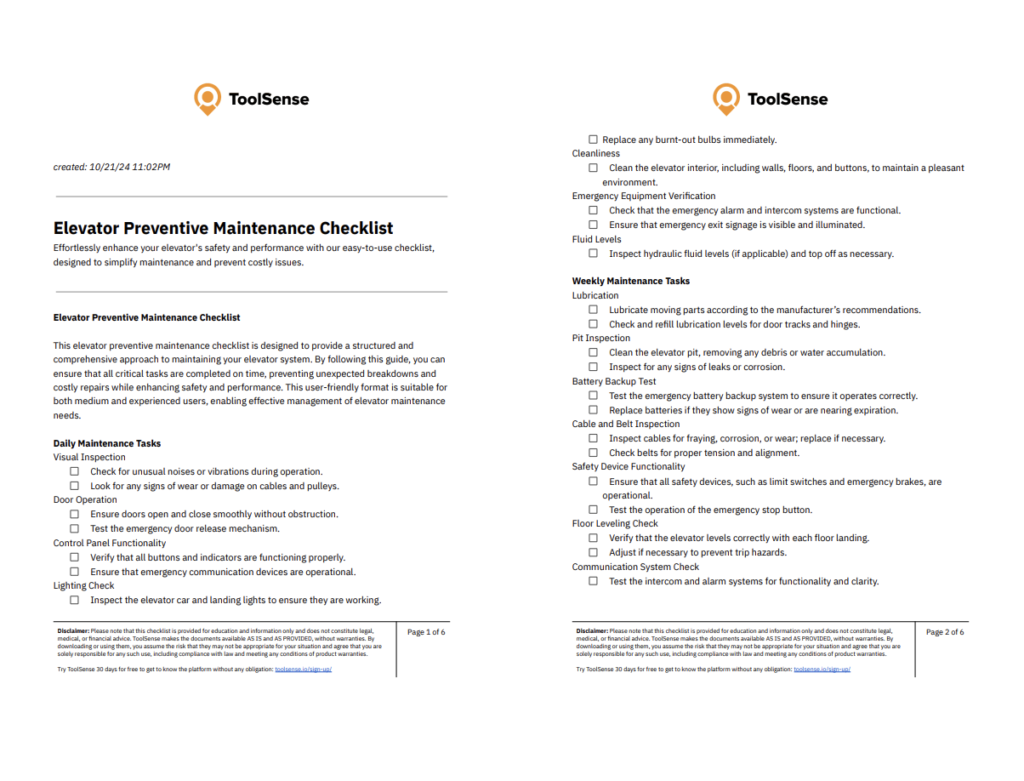 Maximize Safety and Efficiency with Our Essential Elevator Preventive Maintenance Checklist
