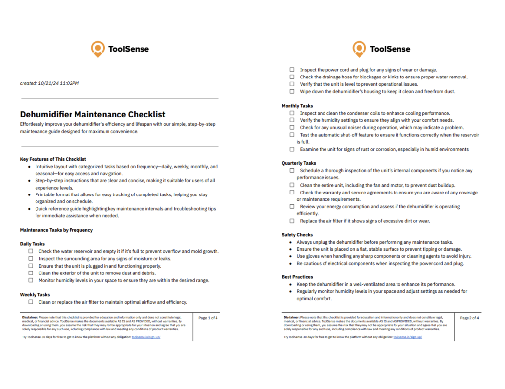 Ultimate Dehumidifier Maintenance Checklist: Keep Your Appliance Running Smoothly and Efficiently