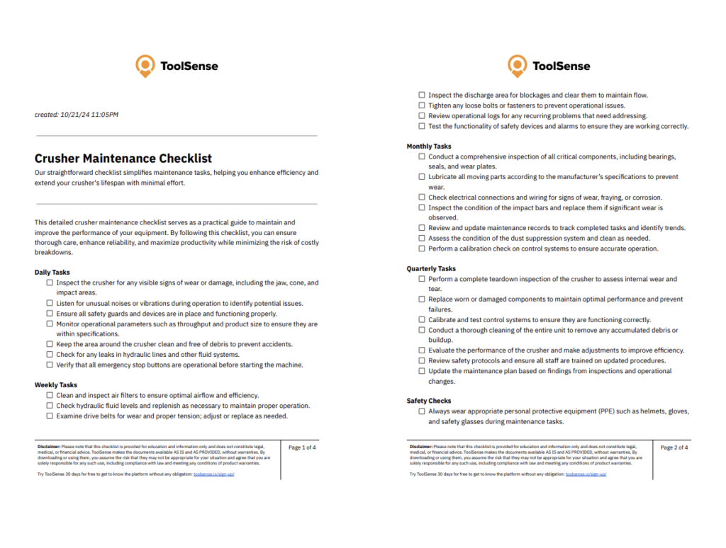 Essential Crusher Maintenance Checklist to Boost Performance and Prevent Breakdowns