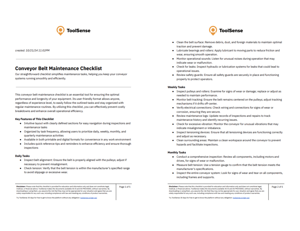 Maximize Efficiency with Our Comprehensive Conveyor Belt Maintenance Checklist