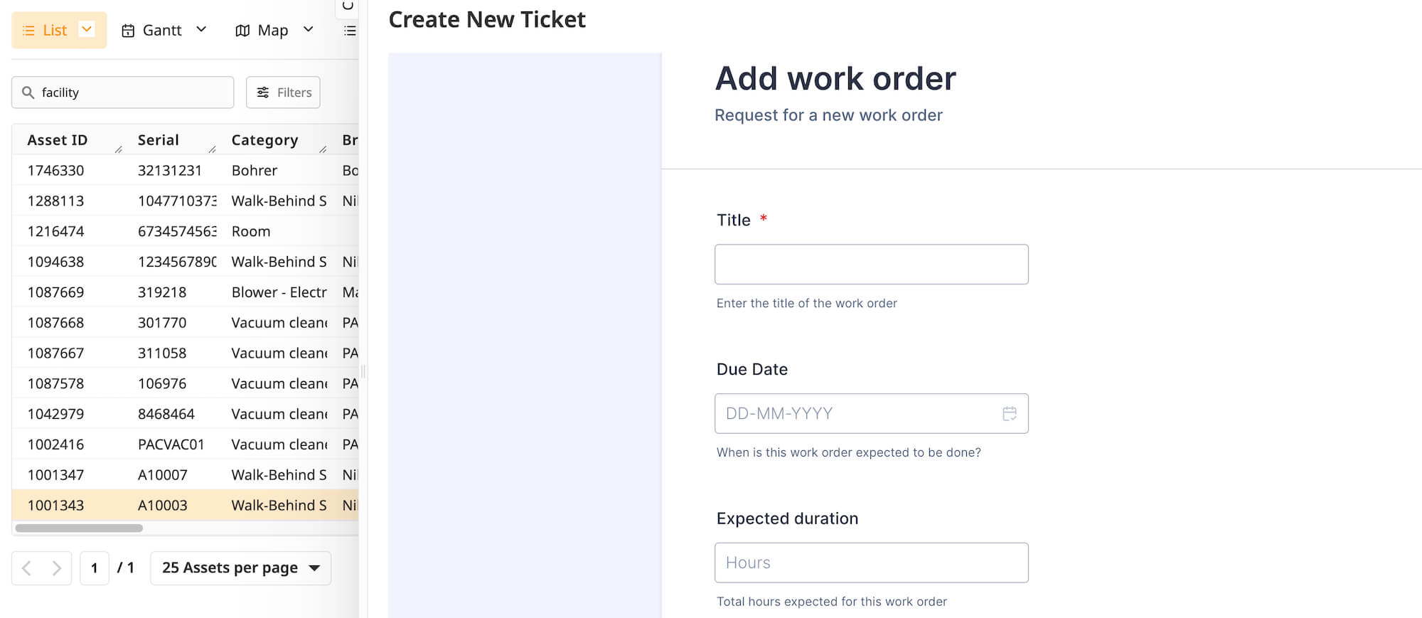 Create work order tickets with the ToolSense platform